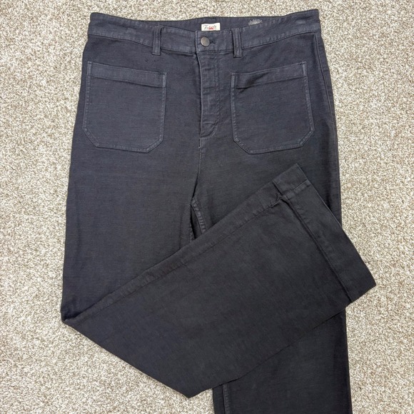 Faherty Pants - Faherty Utility Pants Mens 31 Black Wide Leg Cotton Blend Stretch Workwear